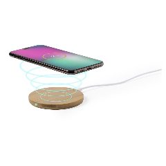 Carregador wireless redondo em bambu Hebant – foto 2