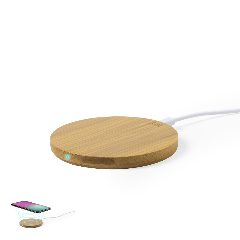 Carregador wireless redondo em bambu Hebant