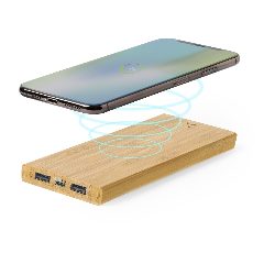 Power bank 6000 mAh em bambu com carregador wireless Kalery – foto 3