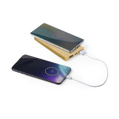 Power bank 6000 mAh em bambu com carregador wireless Kalery – foto 4