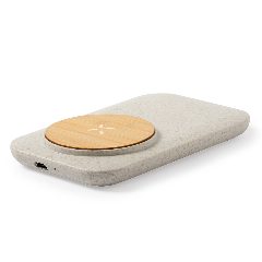 Carregador wireless em bambu e palha de trigo Claudix – foto 3