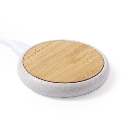 Carregador wireless redondo em bambu e cana de trigo Fiore – foto 5
