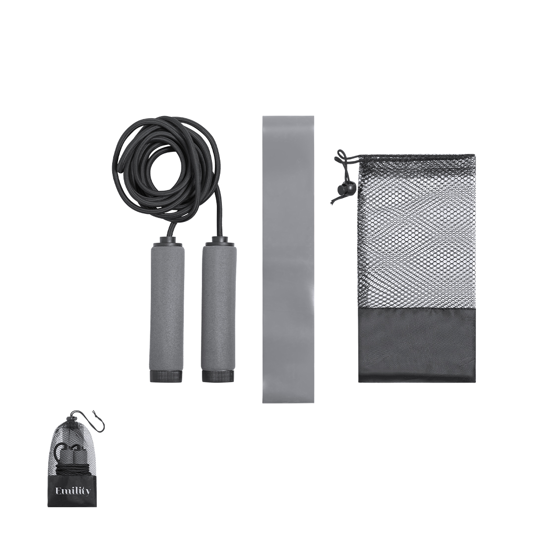 Conjunto de fitness com elástico e corda Zhiax