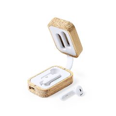 Auriculares Bluetooth com estojo carregador em bambu Tresan – foto 2