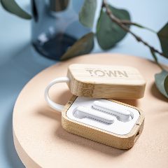 Auriculares Bluetooth com estojo carregador em bambu Tresan – foto 4