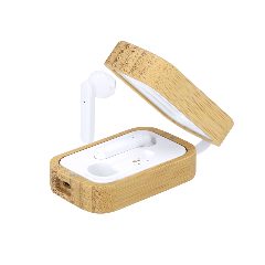 Auriculares Bluetooth com estojo carregador em bambu Tresan