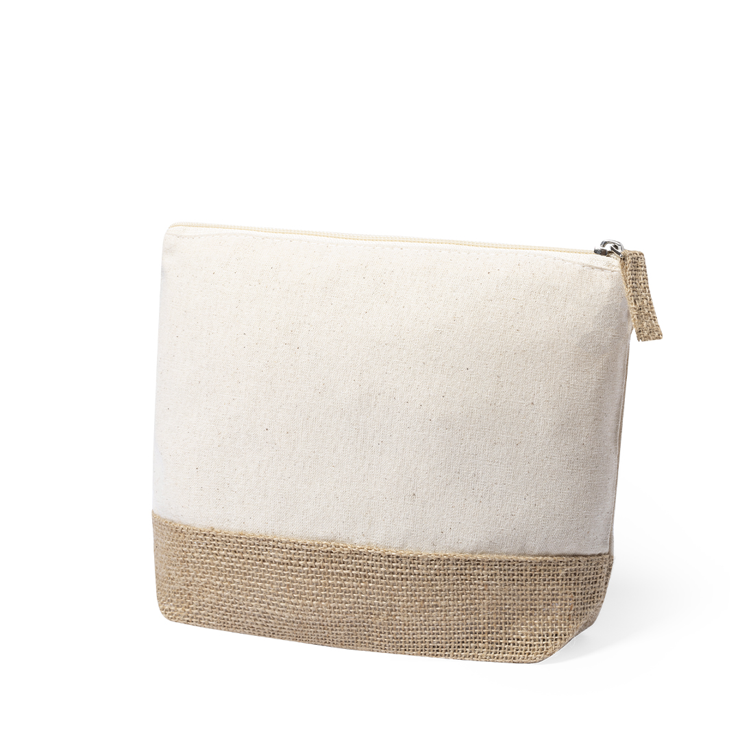 Necessaire em juta e algodão natural Tays