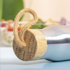 Garrafa de aço inox 550 mL com tampa em bambu Dropun – foto 5