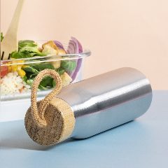 Garrafa de aço inox 550 mL com tampa em bambu Dropun – foto 6