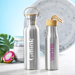 Garrafa de aço inox 550 mL com tampa em bambu Dropun – foto 7