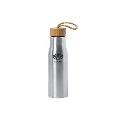 Garrafa de aço inox 550 mL com tampa em bambu Dropun