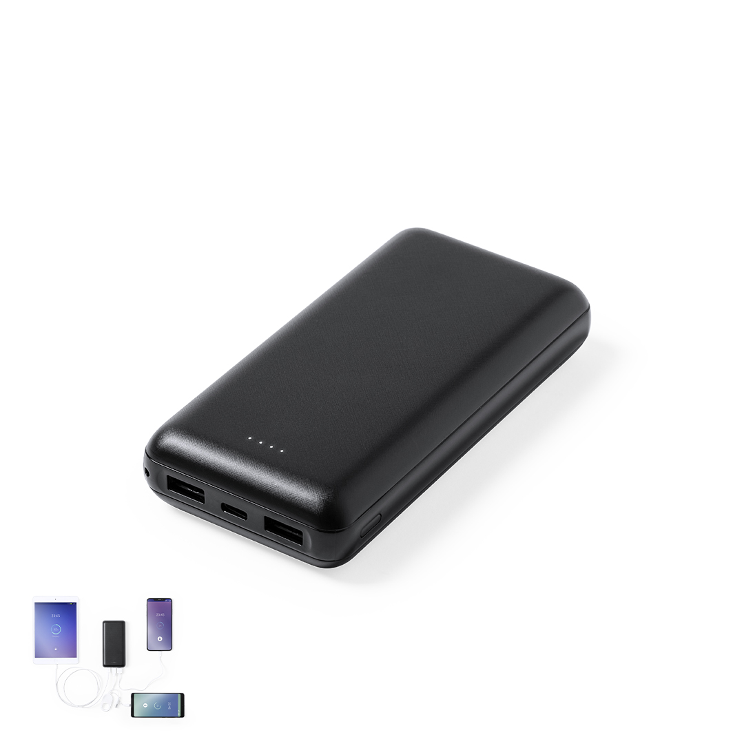 Power bank 20 000 mAh com USB-C e 2 saídas USB Kiubert