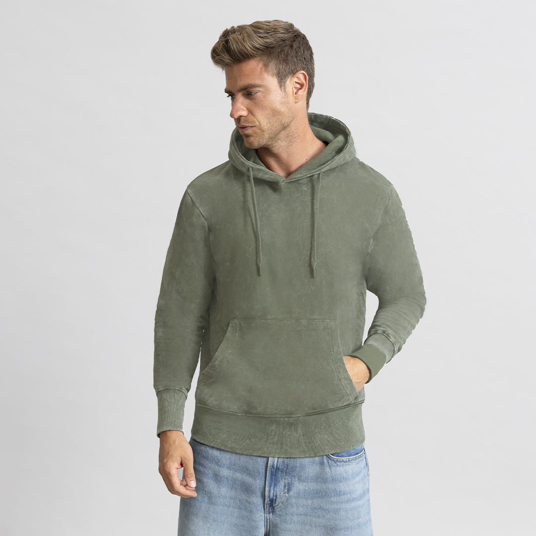 Sweatshirt com capuz efeito ganga lavada Grea