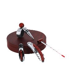 Conjunto de vinho em madeira com termómetro Baco